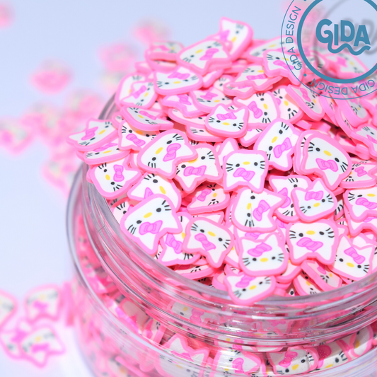 Pink Hello kitty 3 mm Polymer clay 1 oz - Snowglobe Version