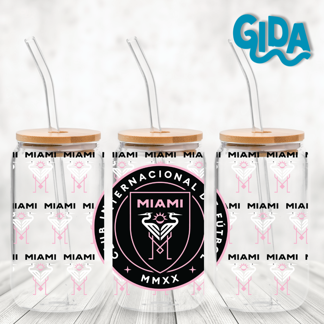 Cup Wrap Stickers UV DTF -  Miami Soccer 16oz Libbey cup Wrap