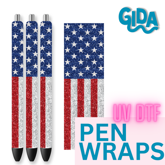 UV DTF - Pen Wrap USA FLAG 1 items patterned
