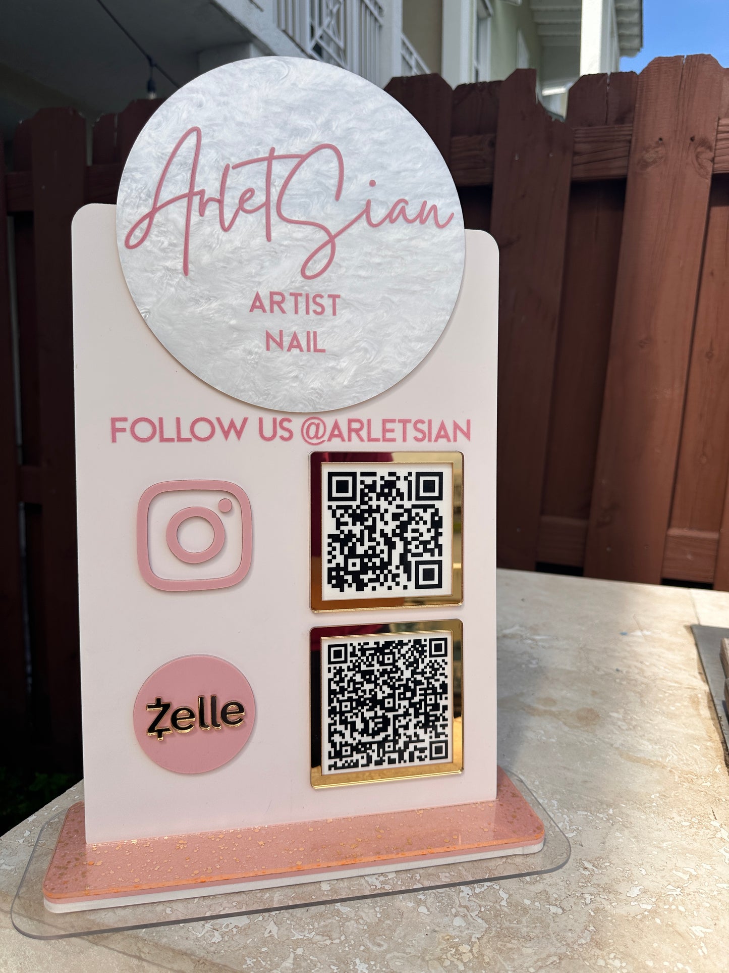 Vertical Qr Acrylic Desk Sign 18x12.4inches