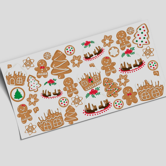 UV DTF -  Cute frosted Gingerbread   -  16oz Libbey cup Wrap