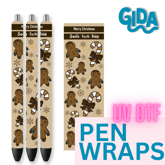 UV DTF - gingerbread Cookies Christmas Pen Wrap