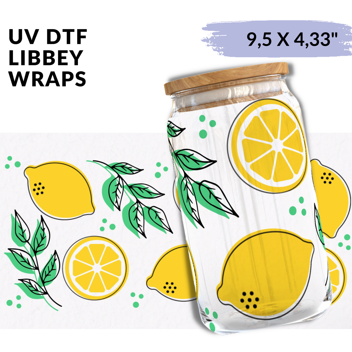 UV DTF - Lemons libbey cup Wrap