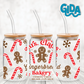 UV DTF -  Mrs. Claus Gingerbread Christmas Bakery 16oz Libbey cup Wrap