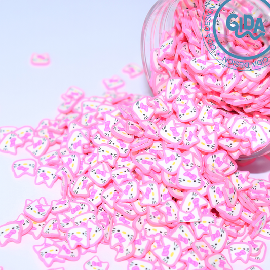 Pink Hello kitty 3 mm Polymer clay 1 oz - Snowglobe Version