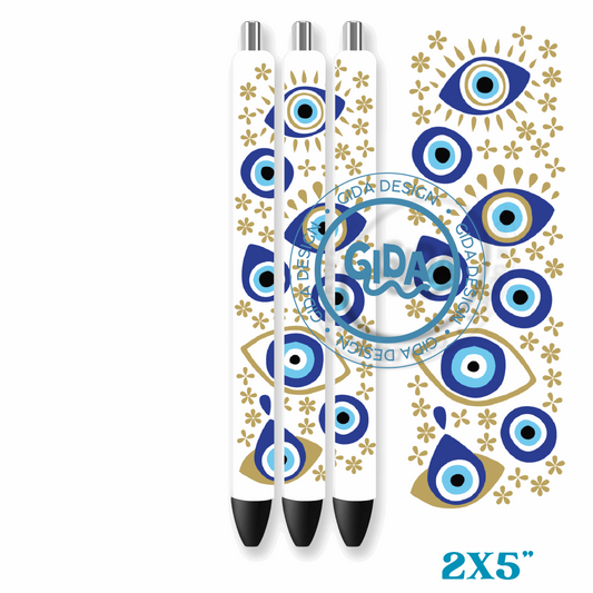 3ct - Set Pen Wrap permanent Vinyl blue Turkish eyes