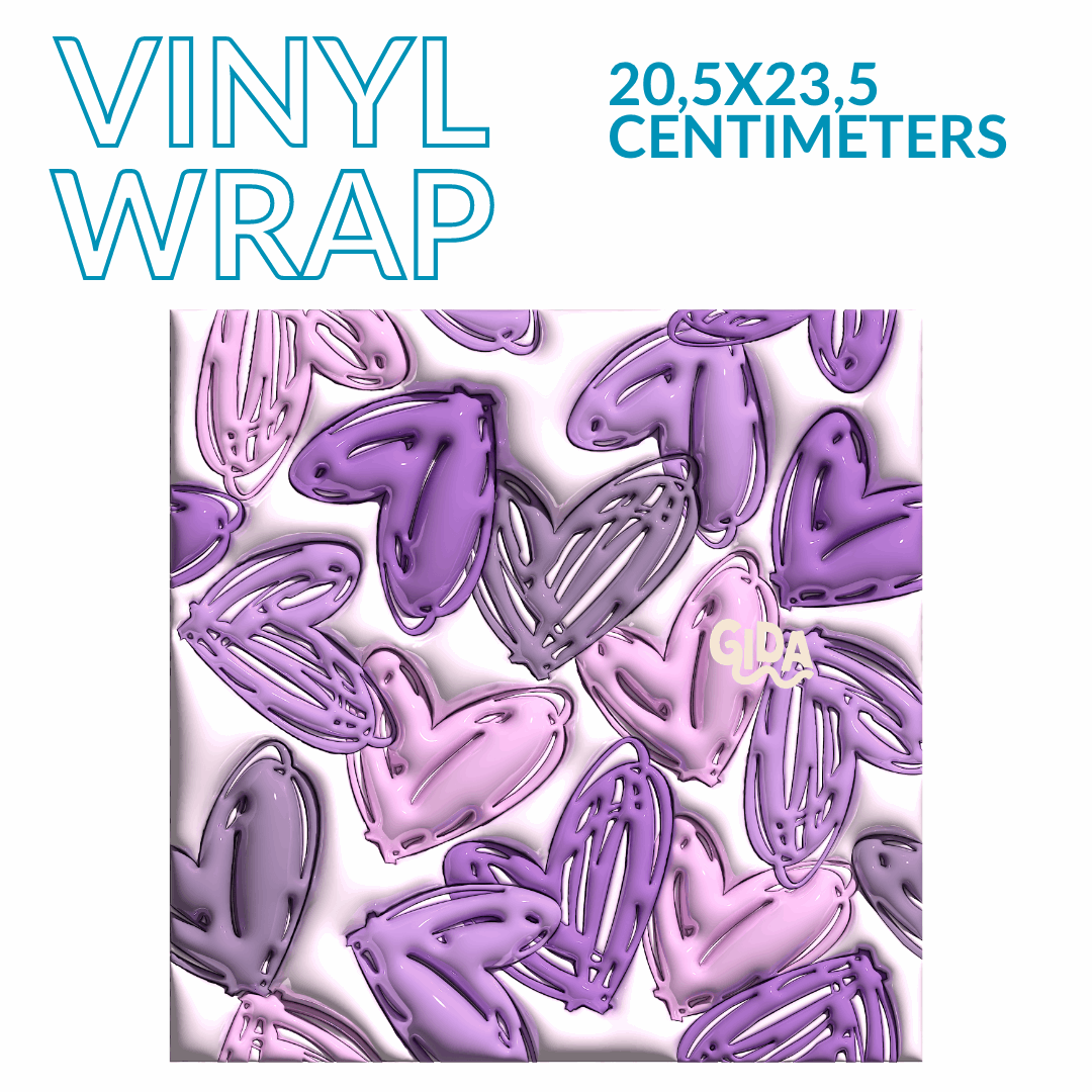 3D - Purple Hearts Straight 20oz Tumbler wrap Vinyl