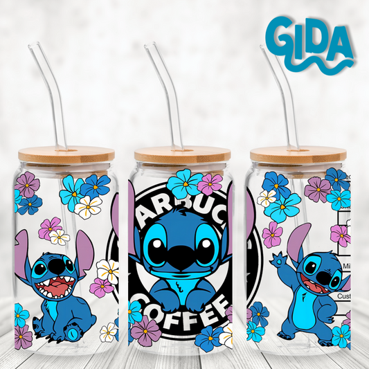 UV DTF - Black Logo and flowers  Libbey Wrap