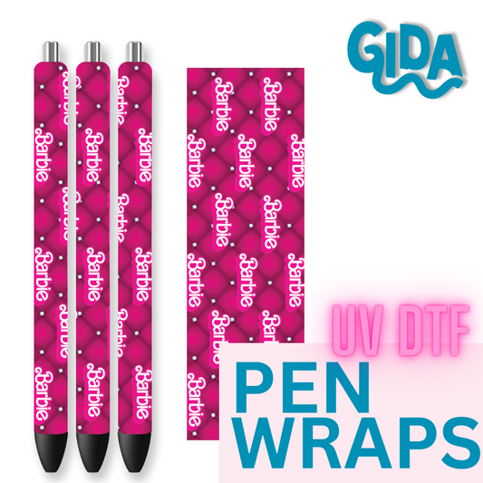 UV DTF - Pen Wrap Barbie Fucsia diamonds