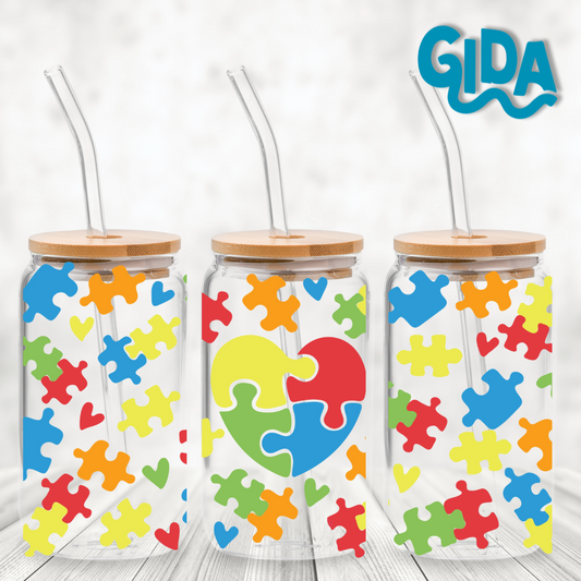 UV DTF - Puzzle Autism Libbey cup Wrap
