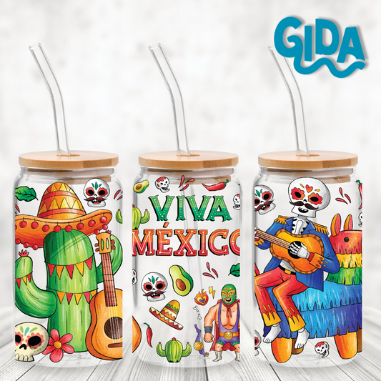 UV DTF Stickers Wraps -  Mexico libbey cup Wrap