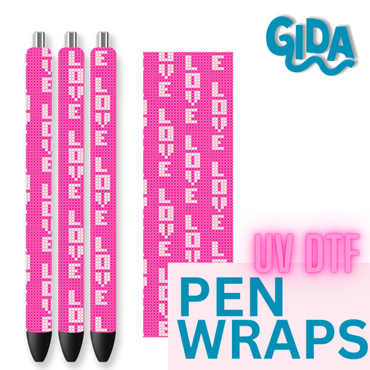 UV DTF - Love Pattern Valentines Pen Wrap