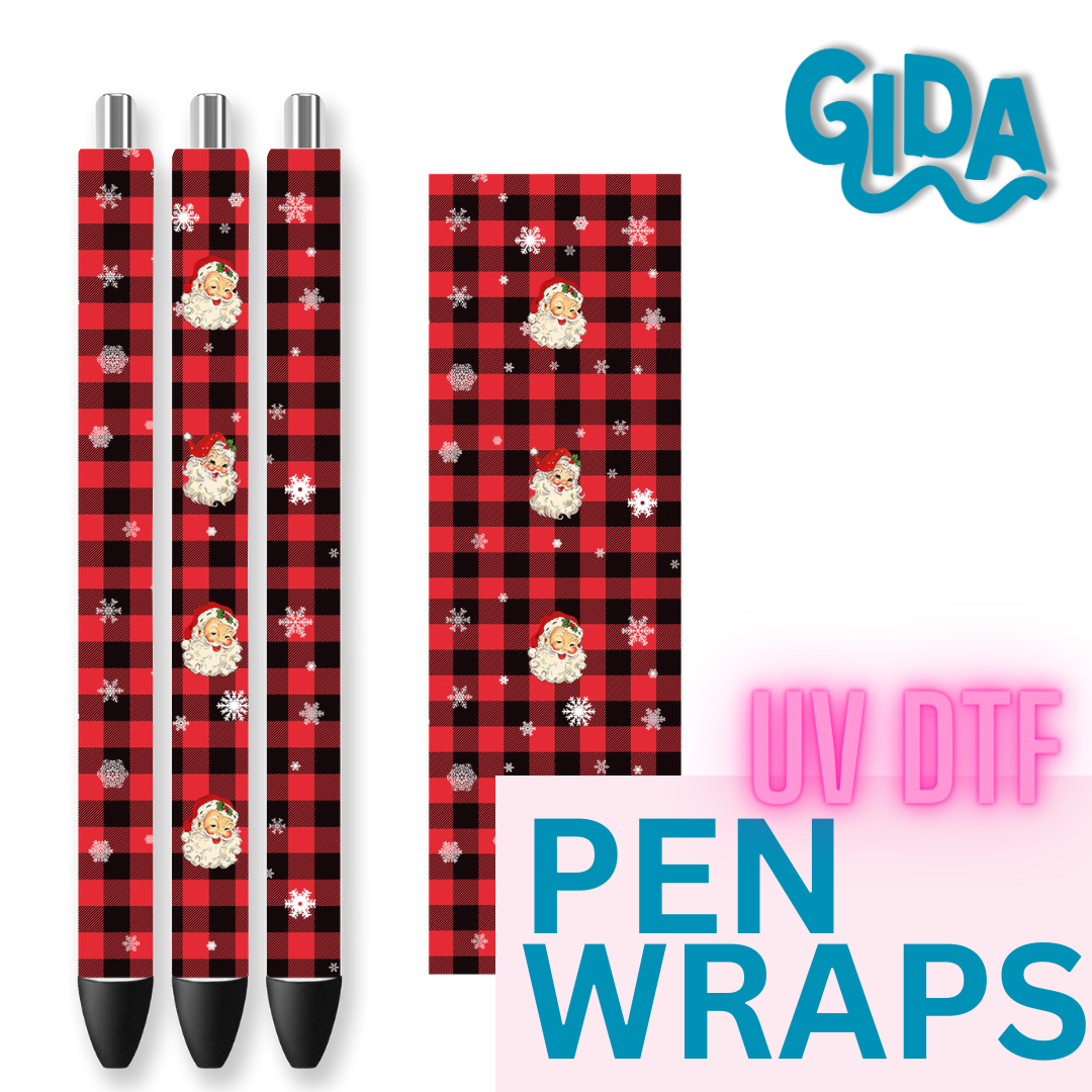 UV DTF - Black/Red Pattern Santa Pen Wrap