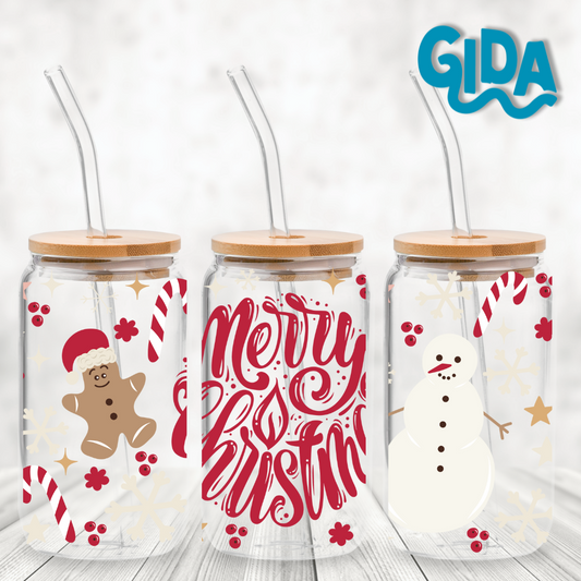 UV DTF -  Snowman Red Christmas  Libbey cup Wrap