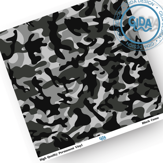 Black Camouflage 12x12 " Vinyl
