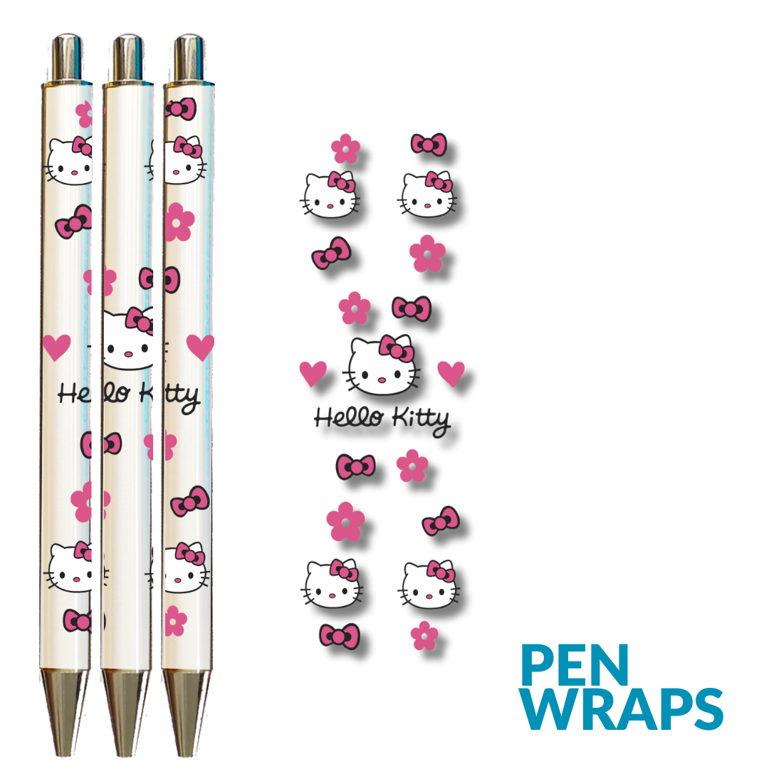 Pen wrap UV DTF - Hello Kitty Fuchsia Bows Pen Wrap
