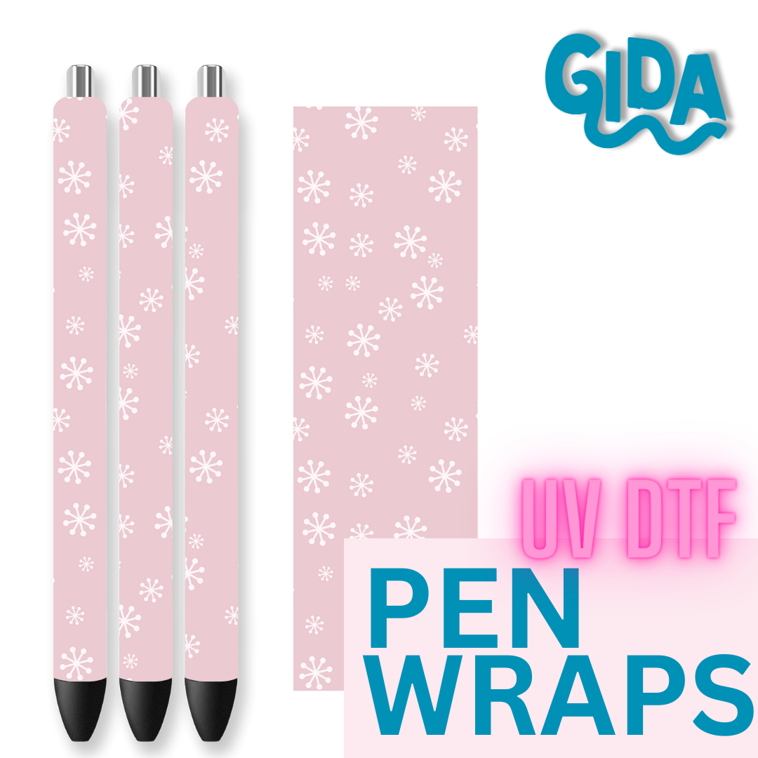 UV DTF - Nude Snowflakes Christmas Pen Wrap