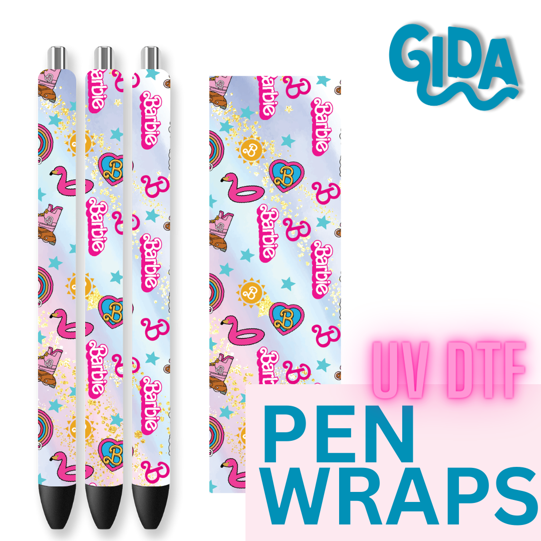 UV DTF - Pen Wrap Barbie items patterned