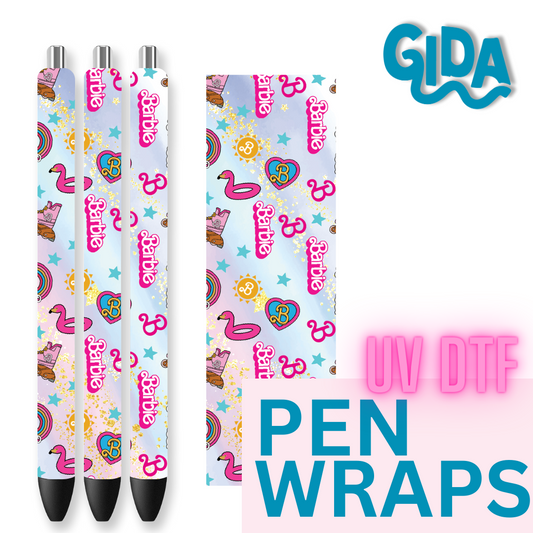 UV DTF - Pen Wrap Barbie items patterned