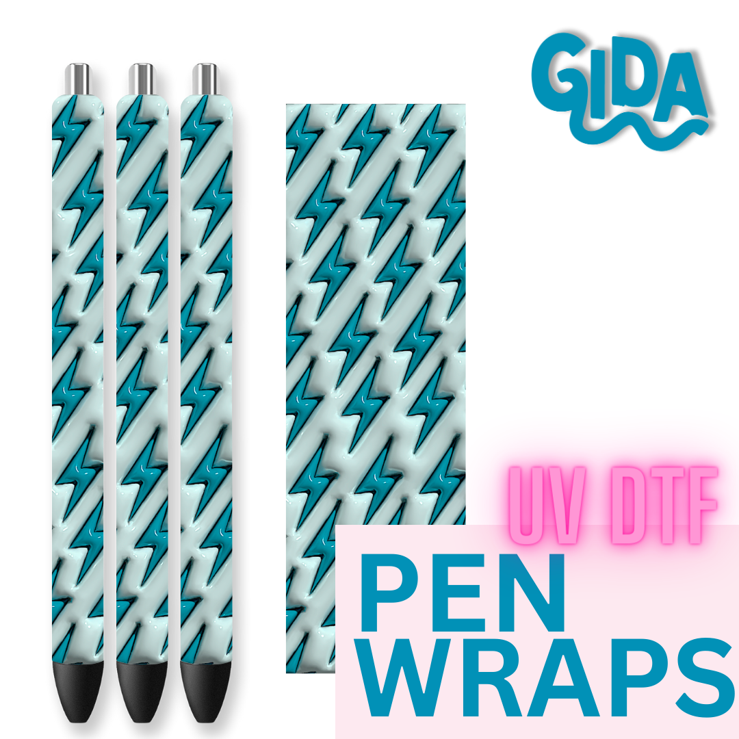 UV DTF - Rayitos Turquiose  Pen Wrap