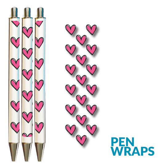 Pen Wrap UV DTF - Pink Hearts  Pen Wrap
