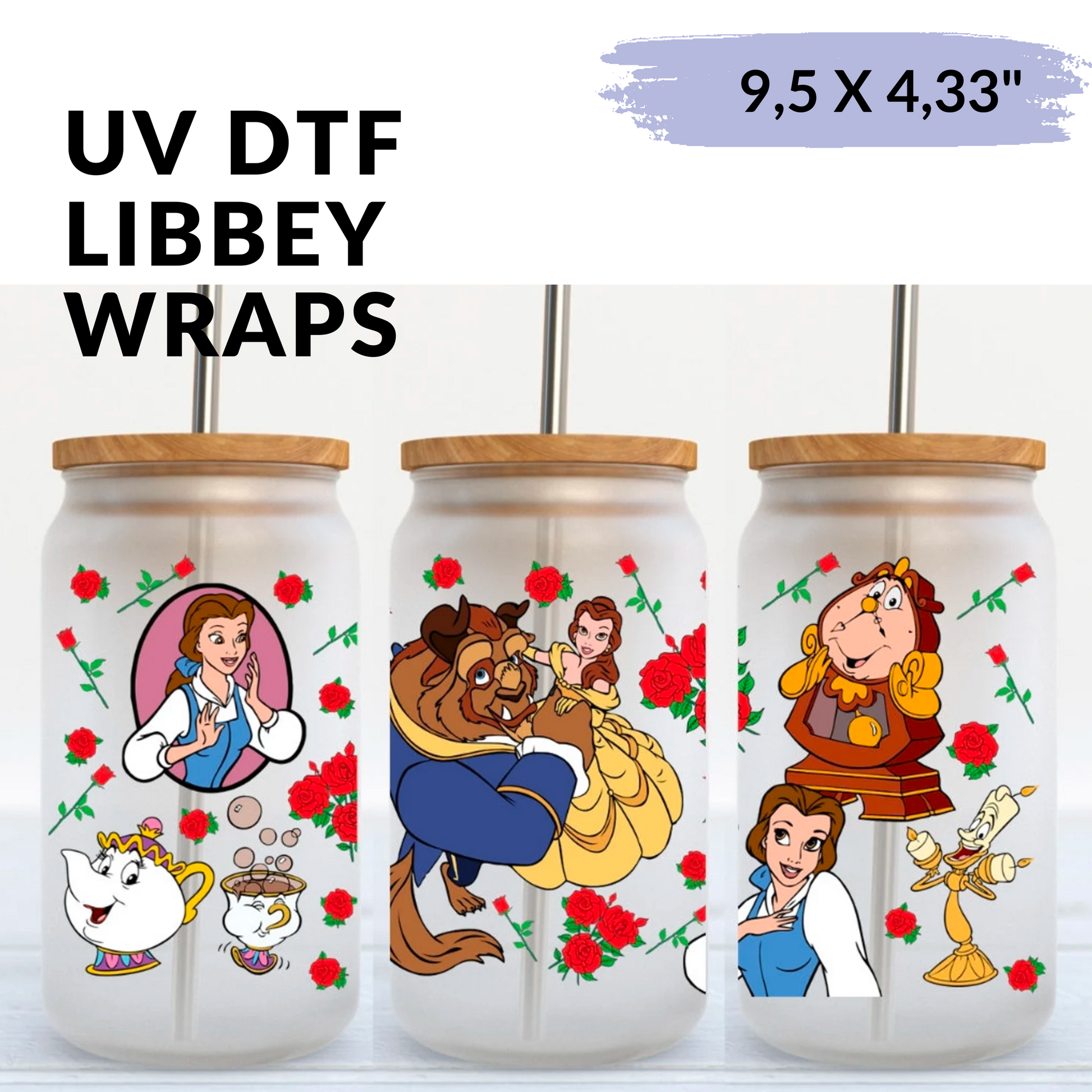 Beauty & Beast Decals Collection [EXCLUSIVE UV DTF - 16oz Glass Can]