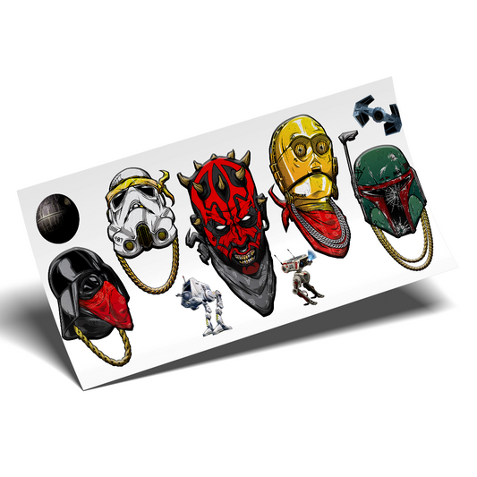 Cup Wrap Stickers UV DTF Wrap -  Stars wars villains 16oz Libbey cup Wrap
