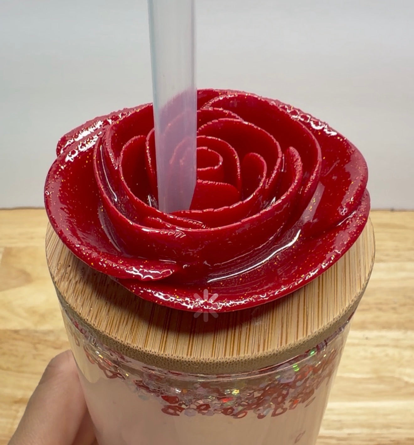 3D Printed Libbey Cup Lid Topper – rose Decorative Drink Accessory