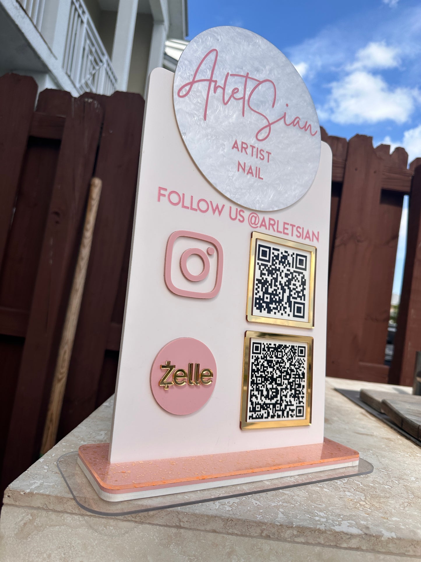 Vertical Qr Acrylic Desk Sign 18x12.4inches