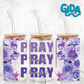 UV DTF Stickers Wrap - Purple Floral Pray Libbey cup Wrap - Stickers