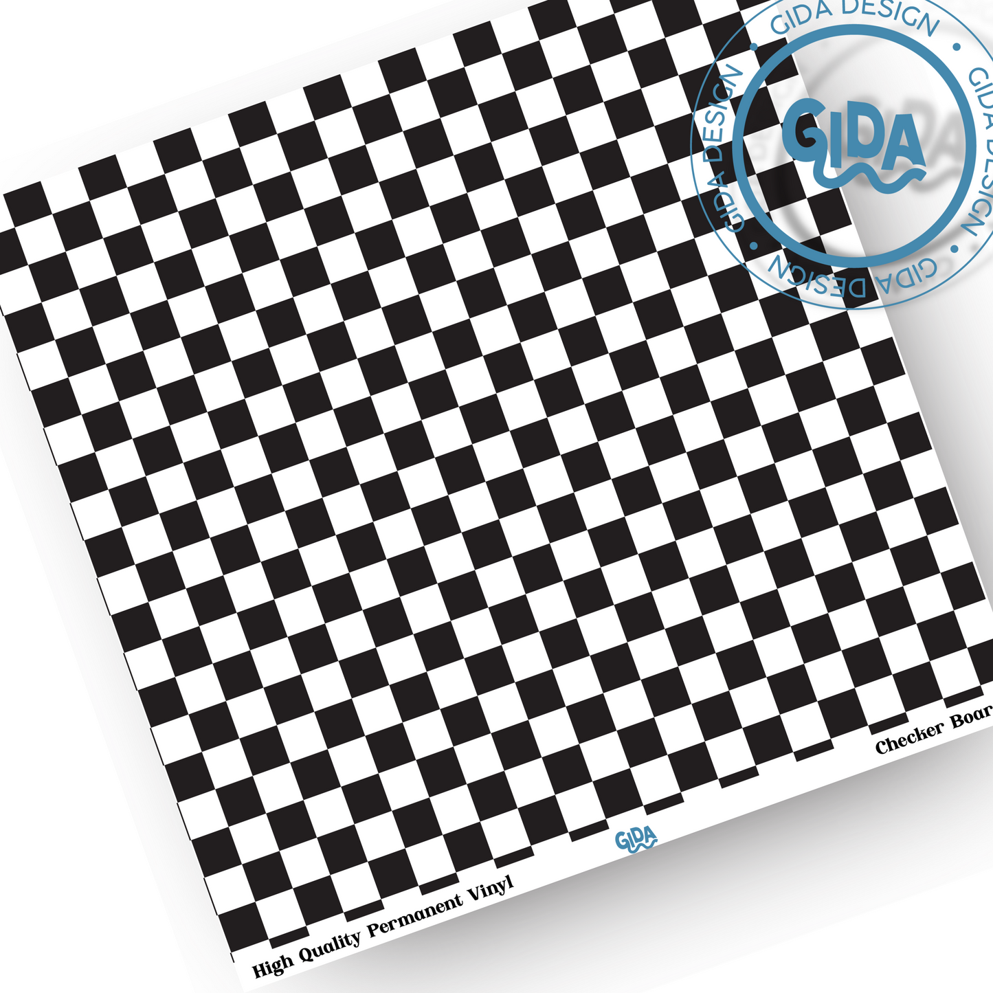 Checker Board Black and White squared 12x12 " Vinyl