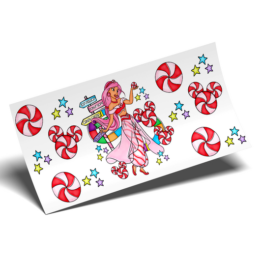 uv dtf Cup Wrap Sticker  - UV DTF CandyLand Pink Jazmin
