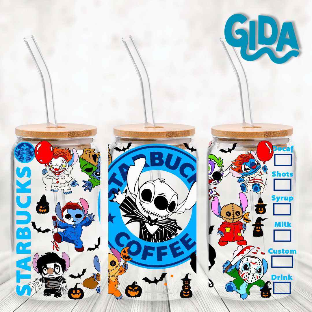 UV DTF - Stitch Coffee and bad friends Halloween Libbey cup Wrap