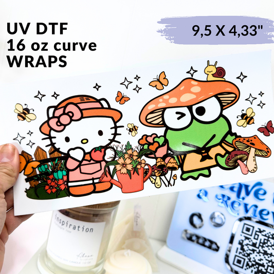 Cup Wrap Uv Dtf Sticker - Kero and Kitty at the garden Libbey cup Wrap