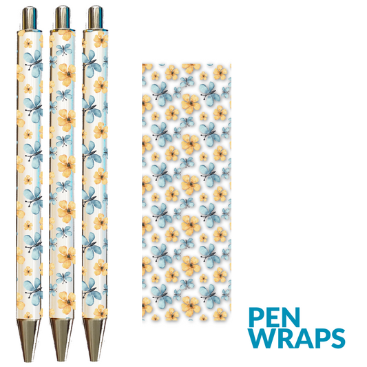 Pen Wrap UV DTF - Blue Butterflies Pen Wrap