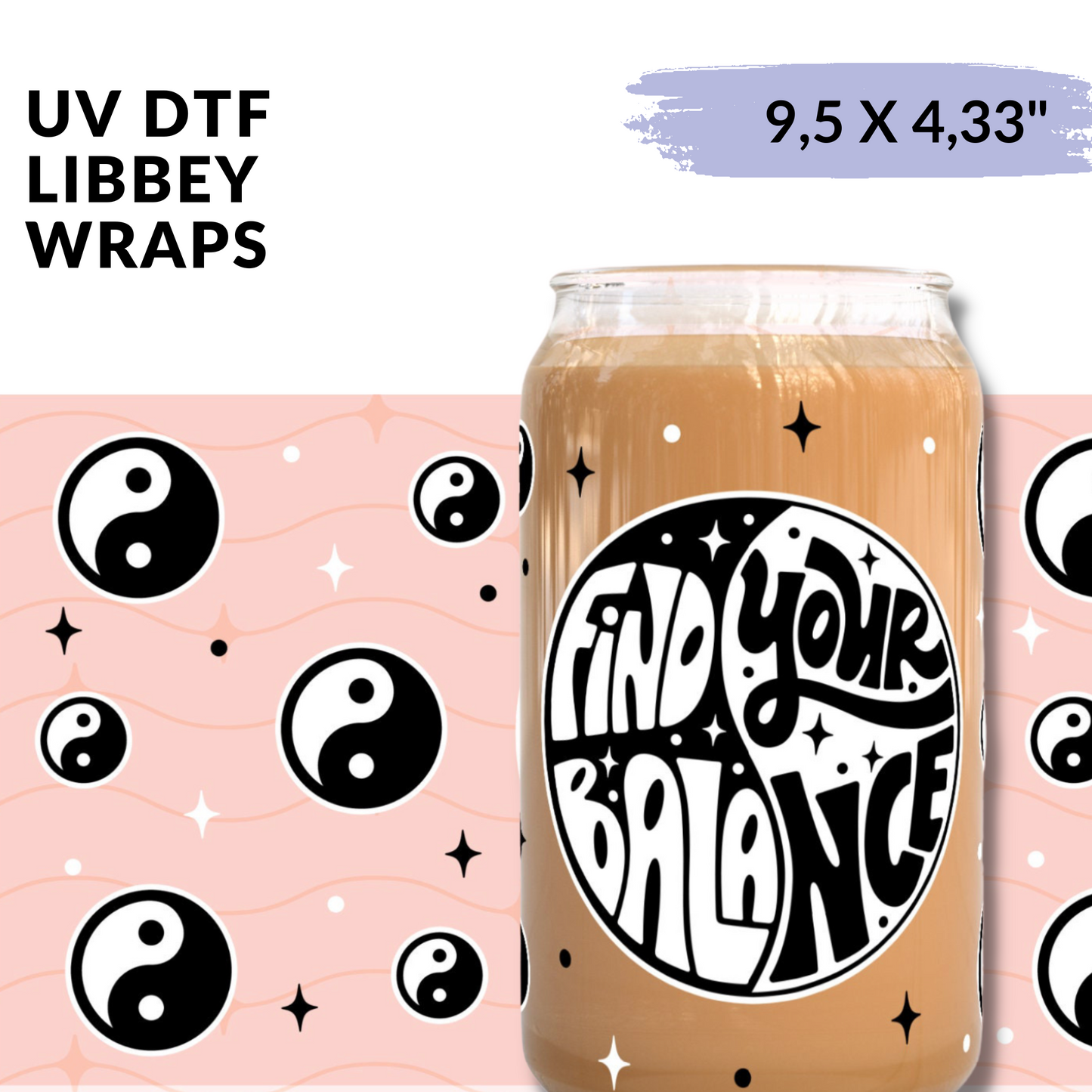 UV DTF - Yin and Yan Balance Libbey cup Wrap