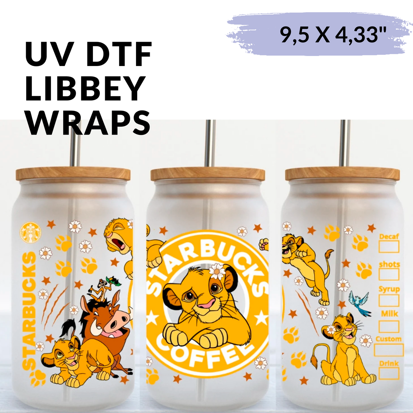 UV DTF - Cute Lion libbey cup Wrap