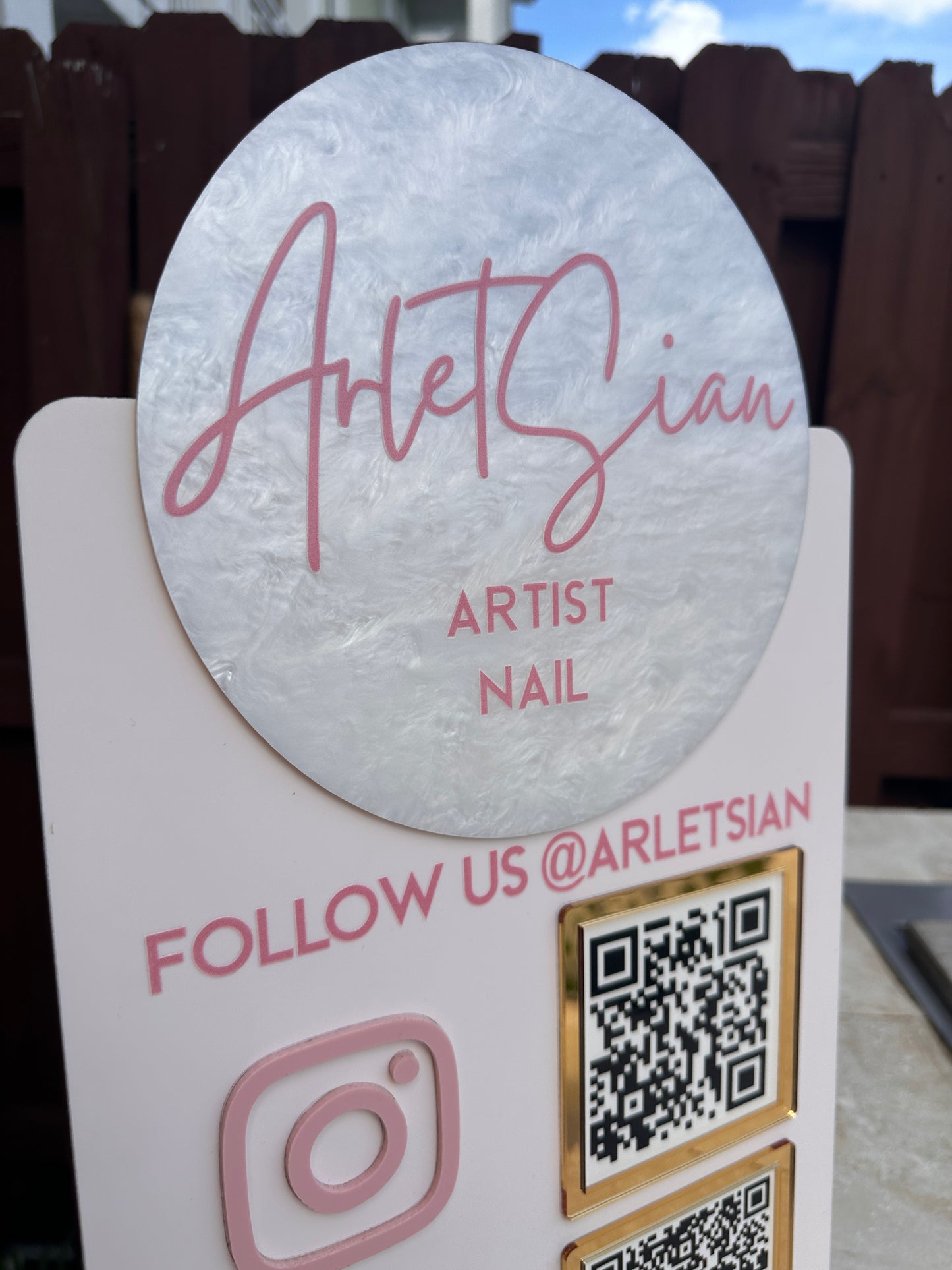 Vertical Qr Acrylic Desk Sign 18x12.4inches
