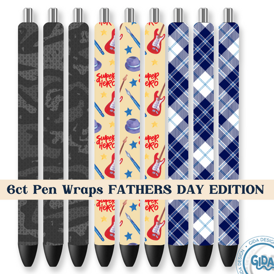 6ct Pen Set Fathers Day EXCLUSIVE DESIGNS Pen Wrap