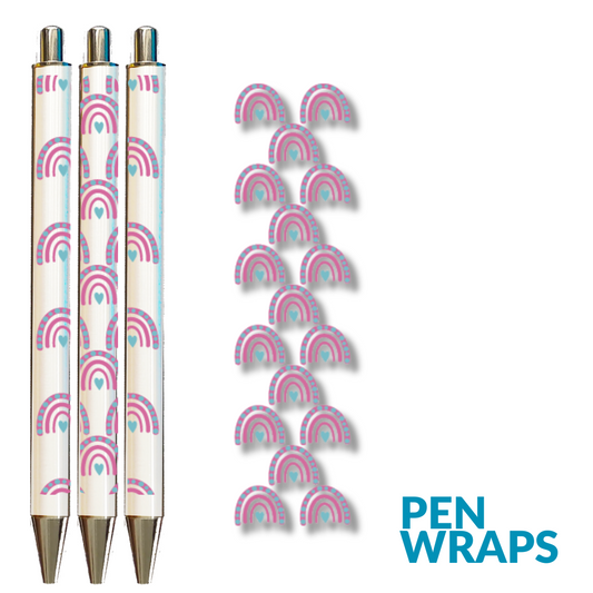 Pen wrap UV DTF - Pink and turqouise Rainbow Pen Wrap