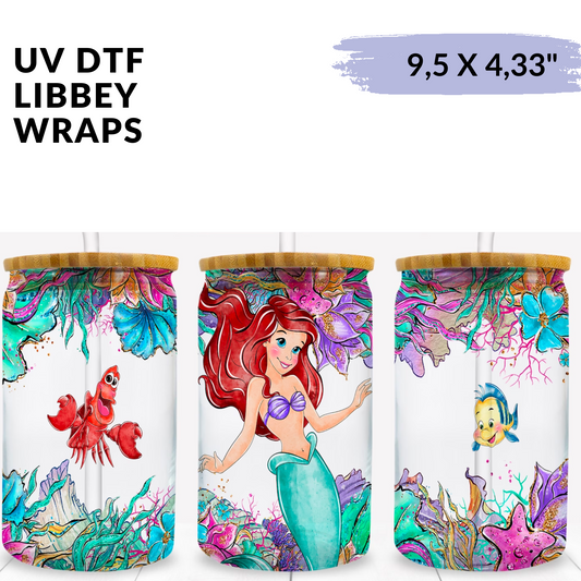 UV DTF - Watercolor Mermaid Libbey cup Wrap