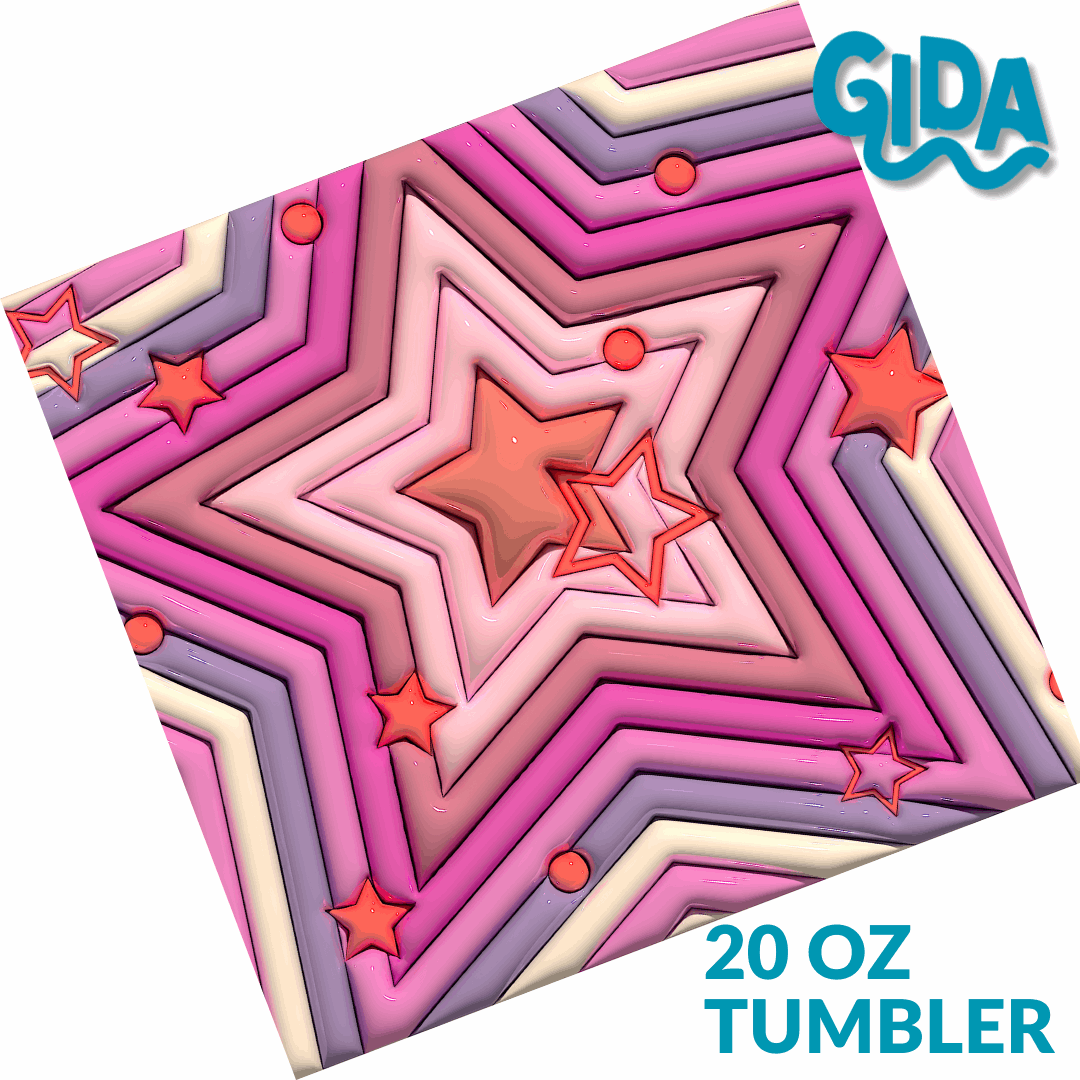 3D -A lot of Pink Stars Straight 20oz Tumbler wrap Vinyl