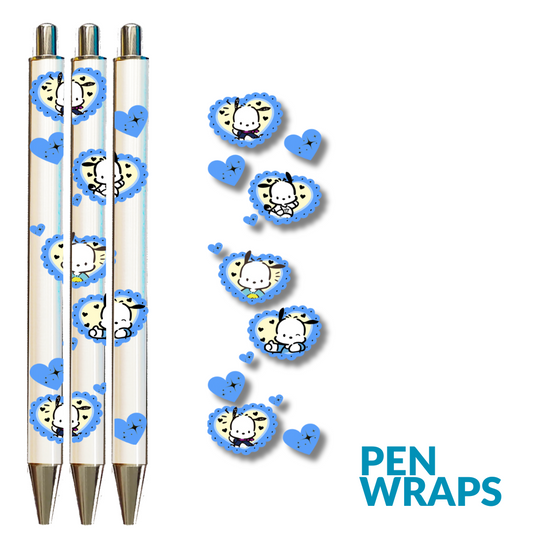 Pen Wrap UV DTF - Pochacco Blue Hearts Pen Wrap