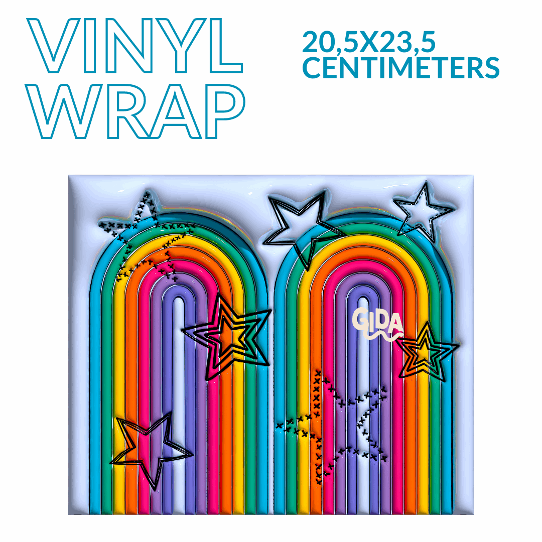 3D - Rainbow and Stars Straight 20oz Tumbler wrap Vinyl