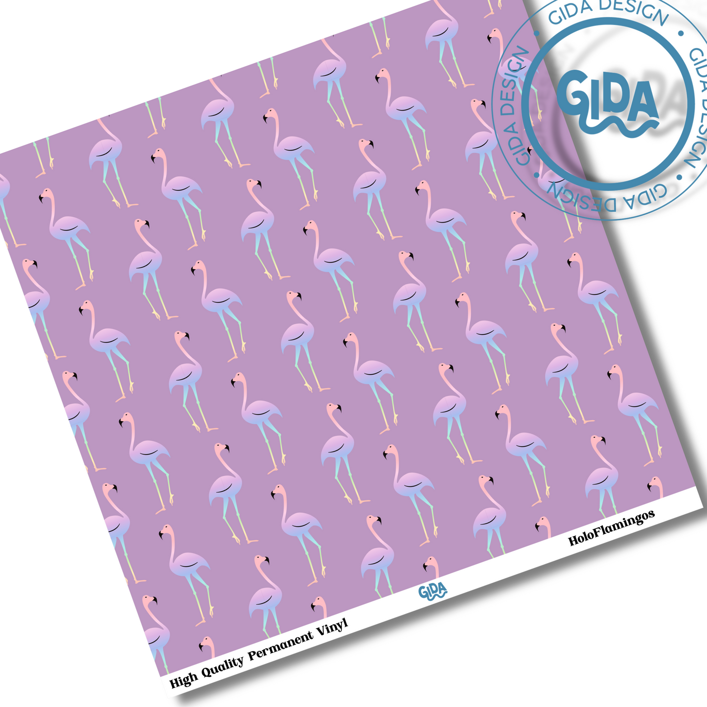 Holo Flamingos Printed 12x12 " Vinyl