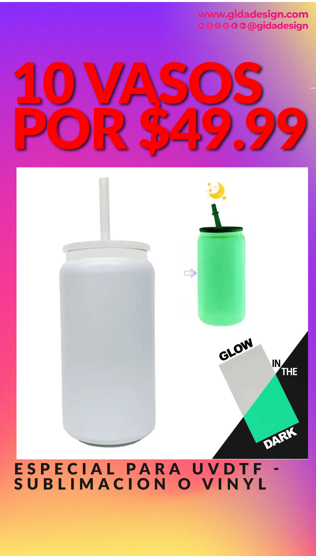 10 pack glow in the dark 16 oz Stainless steel tumblers