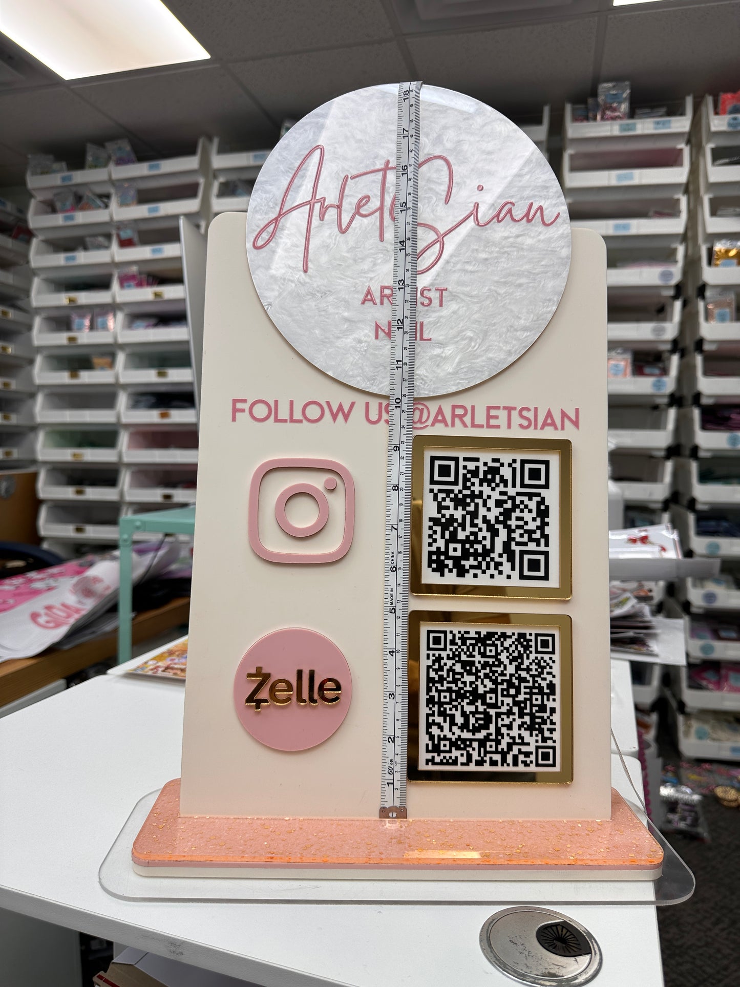 Vertical Qr Acrylic Desk Sign 18x12.4inches