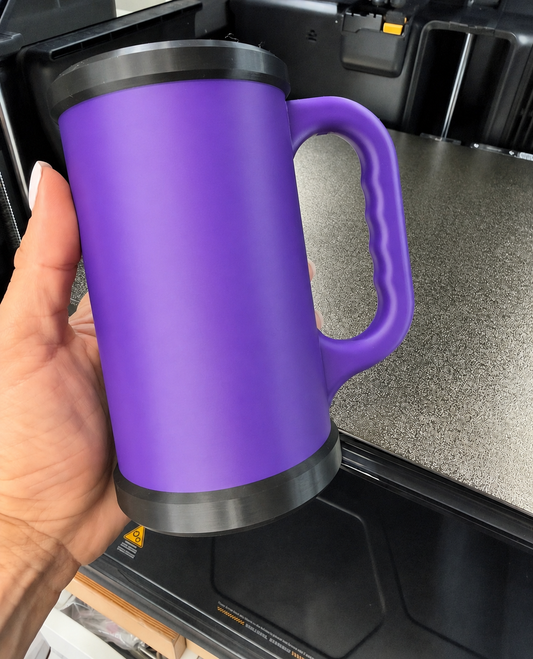 BLACK AND PURPLE 3D Printed customized Can cooler set: lid, keychain and opener SIZE 16 OZ