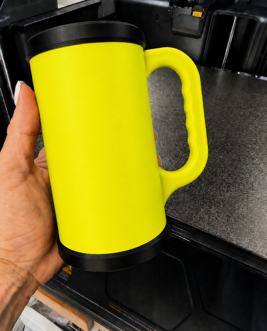 Neon Yellow 3D Printed customized Can cooler set: lid, keychain and opener SIZE 16 OZ
