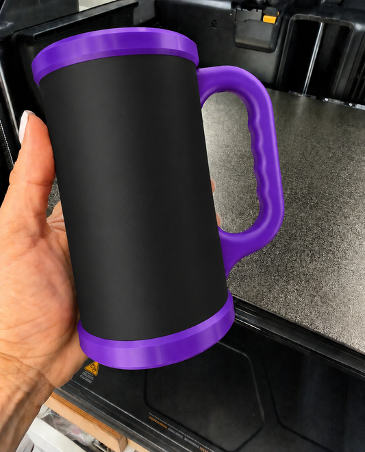 BLACK DEEP PURPLE 3D Printed customized Can cooler set: lid, keychain and opener MONSTER SIZE 16 OZ